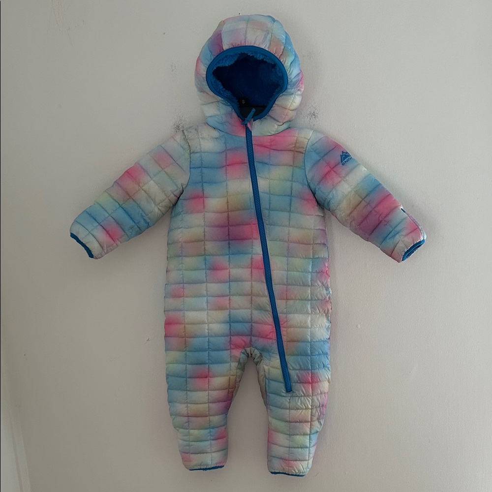 Snozu Rainbow Colored Hooded  Full Snowsuit Sz 24M